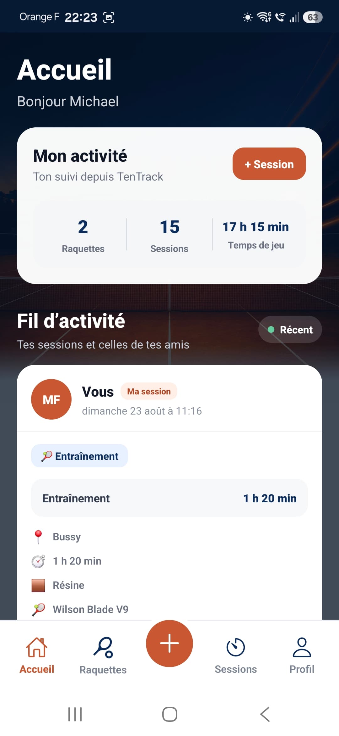 Suivi des sessions TenTrack